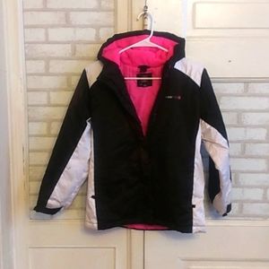 Swiss Tech women's large (10-12) double Zipper hooded winter coat (flaws)